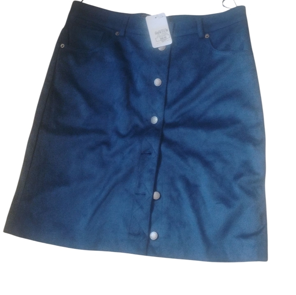 G By Giulianna Blue Faux Suede Skirt SZ 12 NWT